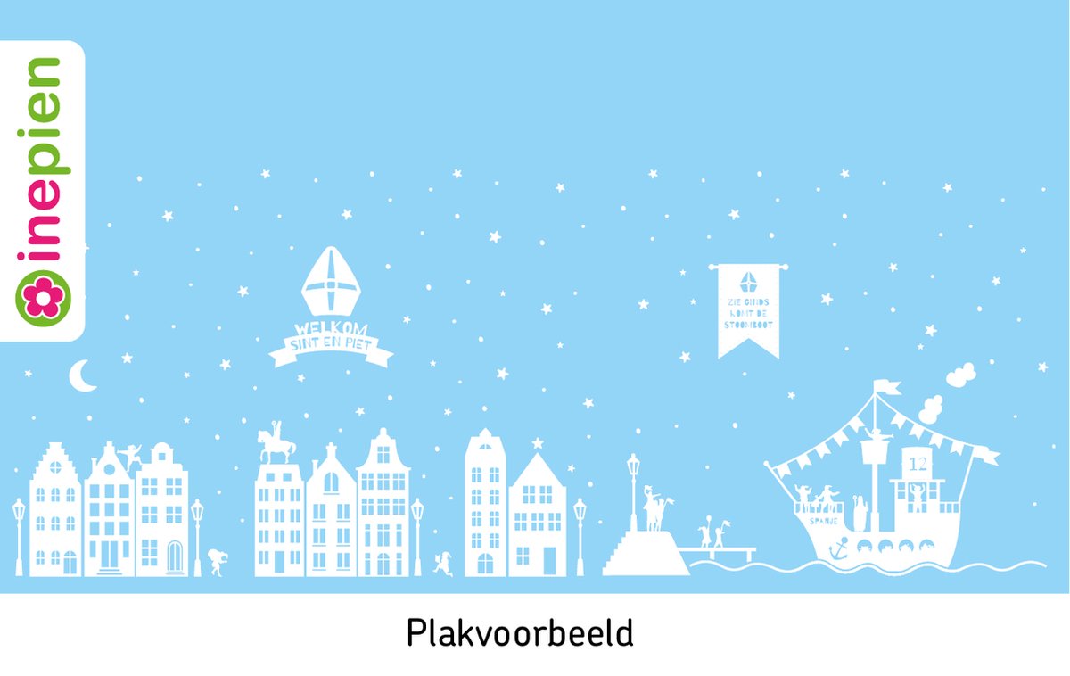 Inepien | herbruikbare raamsticker | Sinterklaas | Kerstmis | stoomboot | combi-pakket | wit